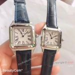 Cartier Santos-Dumont Lover Watches Black Leather Band